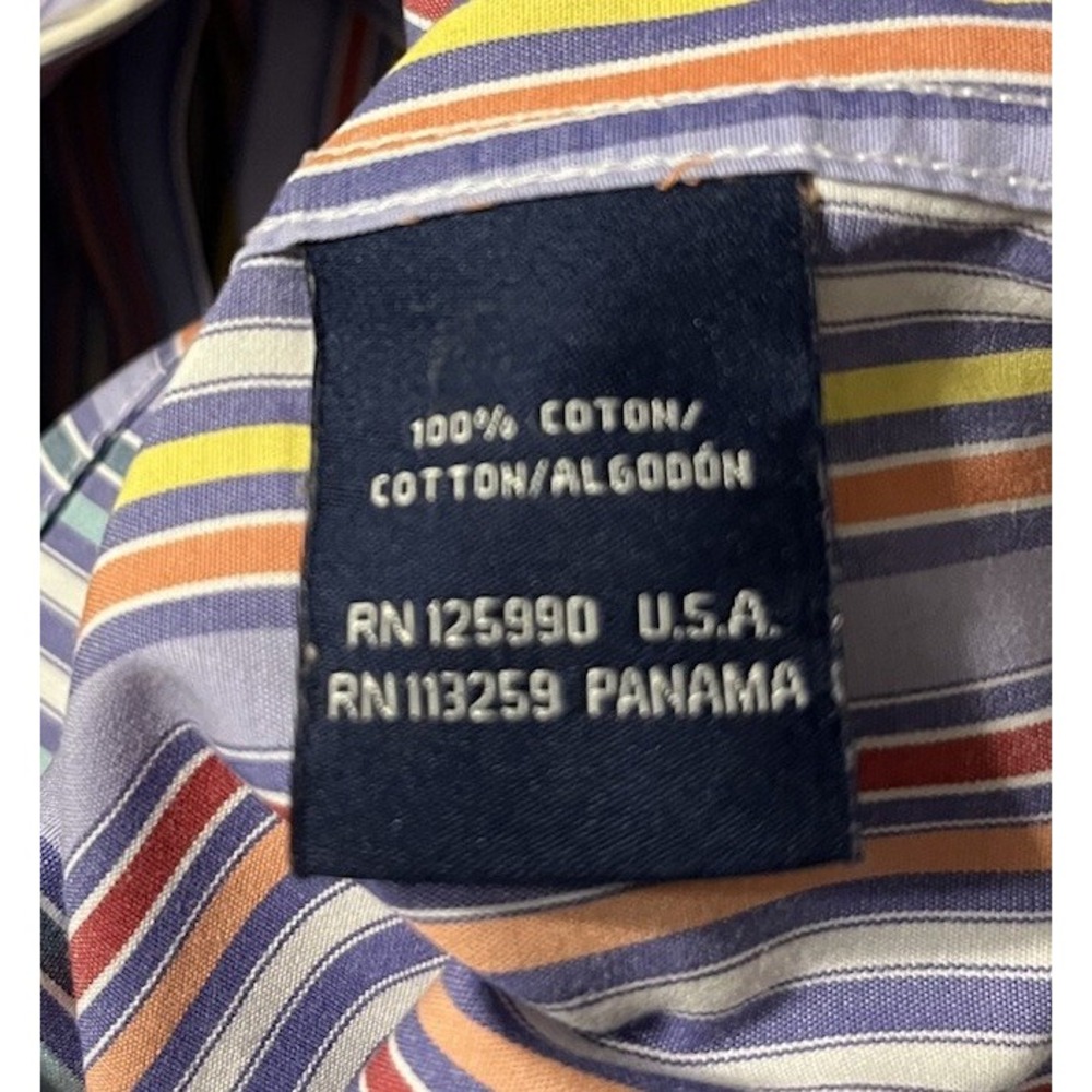 Faconnable Button Down Dress Shirt Mens XL Multicolor Vibrant Striped 100%Cotton - Picture 6 of 6